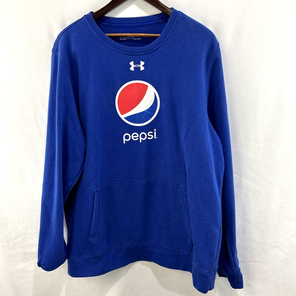 Under Armour Pepsi Sweatshirt Men’s Large Blue Fleece Loose ColdGear Pullover - Picture 1 of 8